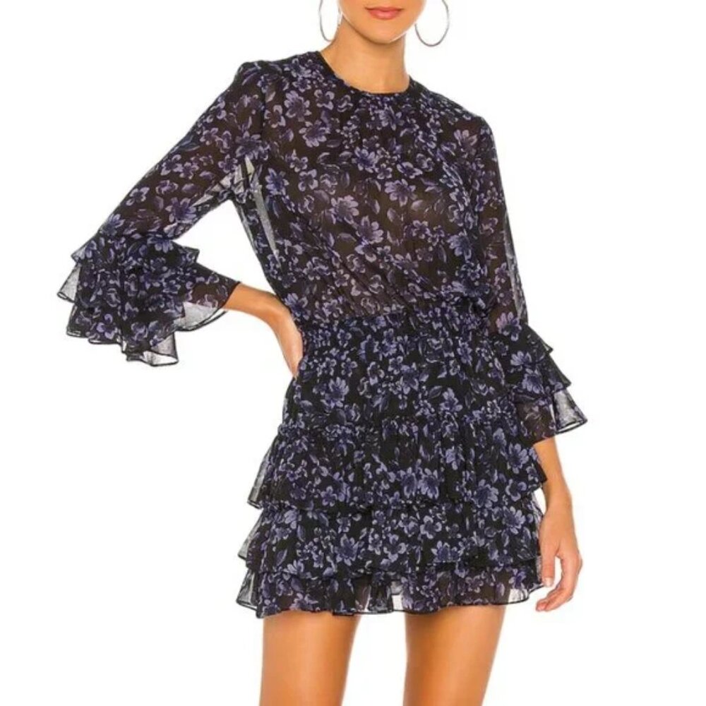 MISA Los Angelos Navy and Black Floral Bernita Dress, XS